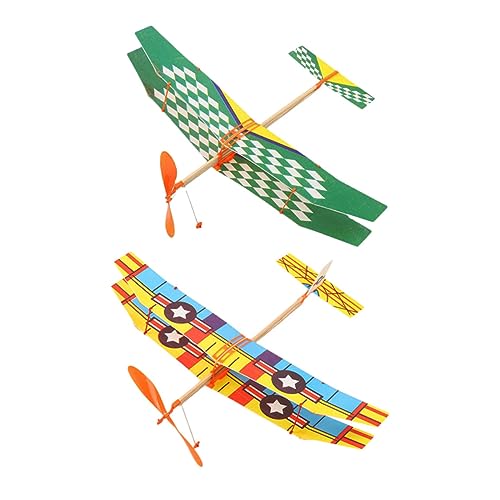CHICAMPERA 2 Stück Gummibandbetriebenes Flugzeugmodell für Kinder Spielzeug Lernspielzeug Sicher und Langlebig für Outdoor Aktivitäten und von CHICAMPERA