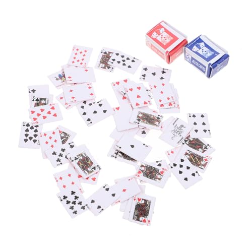 CHICAMPERA 2 Stück Kartenspiel kinderspiele Spiele настольная игра Board Games 1:12 Kleiner Schürhaken Brettspiel-Poker Mini-Pokerkarte aus Papier von CHICAMPERA