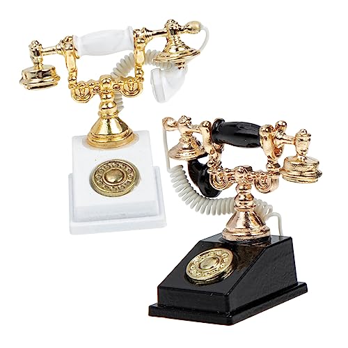 CHICAMPERA 2stücke Miniatur Retro Telefon Modell Für Puppenhaus Nostalgische Dekoration Für Kinderzimmer Tischdekoration Und Mikro-landschaften von CHICAMPERA