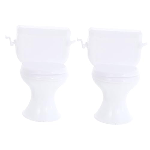 CHICAMPERA 2 Stück Mini -Tischtoilette Miniatur Puppenhausmöbel Kleinkind Mini- Sitz Mini-Toilettenspielzeug winzige Spielzeugtoiletten Mini -Toiletten Plastik Weiß von CHICAMPERA
