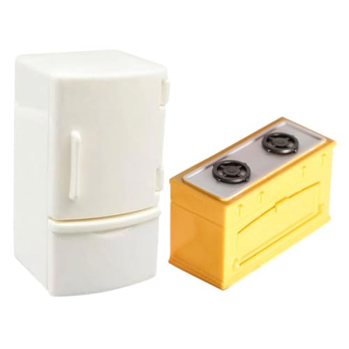 CHICAMPERA 2 Stück Mini-möbelmodell Miniatur Puppe Kühlschrank Szene Mini-hausverzierung Kleine Kochfeldstütze Mini-ofen- Mini-kochfeld-verzierung Mini-kochherd Mini-hausbedarf PVC von CHICAMPERA