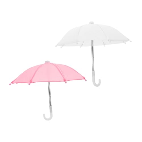 CHICAMPERA 2 Stück Miniatur Regenschirm für Puppenhäuser Weiße und Rosa Miniatur Regenschirme für Fantasievolles Drinnen und Draußen mit Tragbarem Design von CHICAMPERA