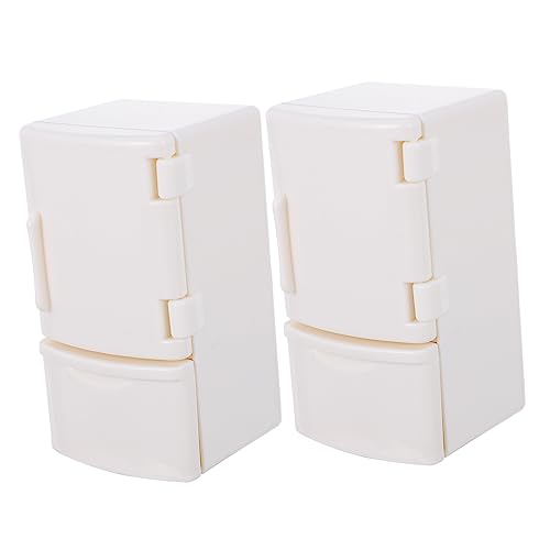 CHICAMPERA 2 Stück Minikühlschrank Mini-Zimmerspielzeug Mini-Kühlschrank- Mini -Kühlschrankzubehör Kühlschrank Puppenhaus Mini-Kühlschrank Miniaturhauszubehör Plastik Weiß von CHICAMPERA