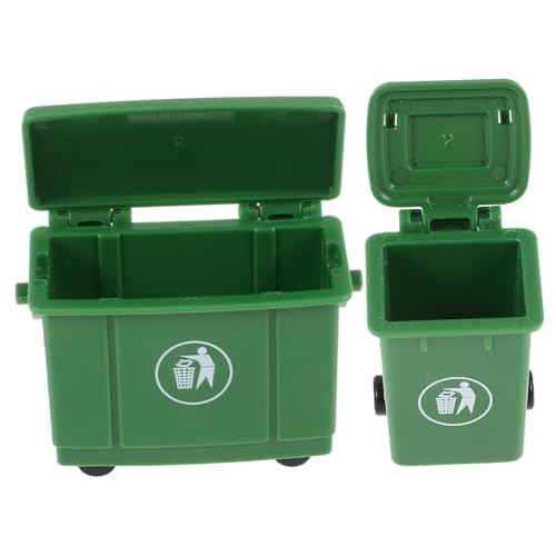 CHICAMPERA 2 Stück Puppenhaus-Modell Puppenhaus Bausatz Müll Miniaturen Kleiner Eimer Kleine Tonne Miniatur-abfallbehälter Puppenhausverzierung Kleines Modell Grün Plastik von CHICAMPERA