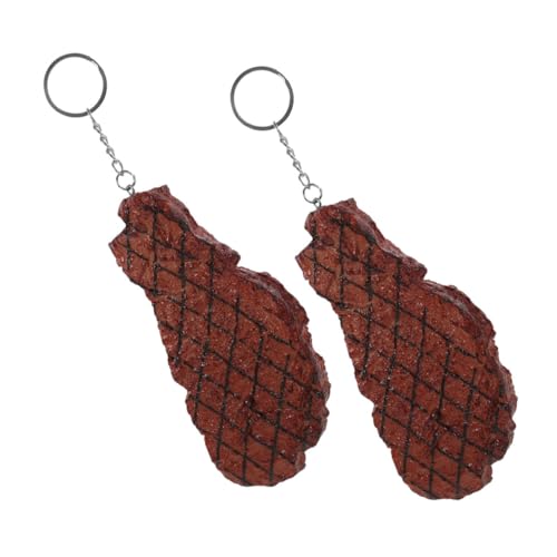 CHICAMPERA 2stücke Schlüsselanhänger Mit Rindfleisch-imitat Dekorativer Anhänger Süßer Cartoon-schlüsselanhänger Künstliches Rindfleisch Anhänger Für Rucksack Und Handtasche von CHICAMPERA