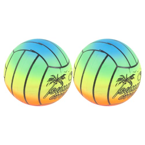 CHICAMPERA 2 Stück Regenbogen Volleyball Pool Basketballkorb Pool Volleyball Aufblasbarer Strand Motorisierter Pool Schwimmkörper Strandspielzeug Spielplatz Spiel Aufblasbarer von CHICAMPERA