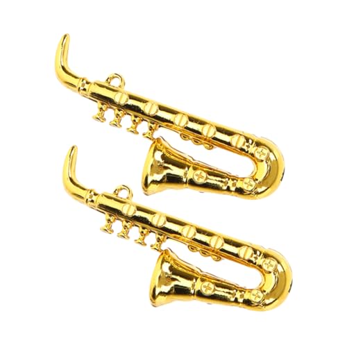 CHICAMPERA 2 Stück Saxophon für Puppenhaus Realistisches Musikinstrument Deko für Fotografie Klassische Instrumente für Musikliebhaber von CHICAMPERA