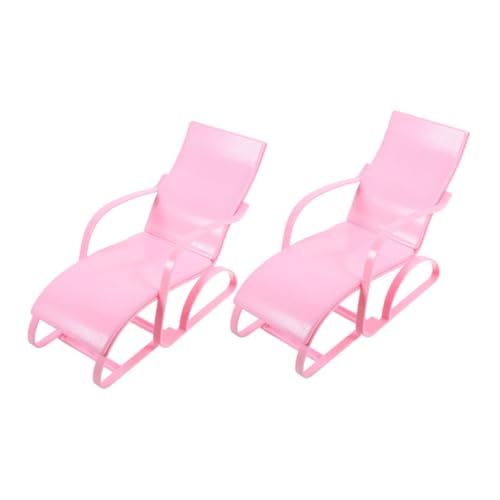 CHICAMPERA 2 Stück Strandkorbspielzeug aus Kunststoff Miniatur Puppe für Kleiner Strandstuhl gefälschtes Strandkorbmodell Mini-Hausstuhlmodell Lounge-Sessel- Plastik Rosa von CHICAMPERA