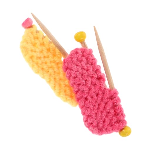 CHICAMPERA 2 Stück Strickpullover-Modell wohnaccessoires kleine Mützen handgemachtes garn selber Machen winzige Wintermützen Mini-Strickmützen zum Basteln DIY wollgarn Seidenmohairgarn Holz von CHICAMPERA