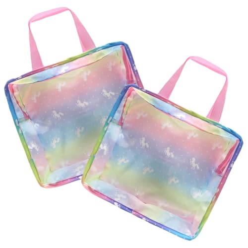 CHICAMPERA 2 Stück Teiliges Einhorn Handtasche Puppenzubehör Tragetasche für Puppen Reise Aufbewahrungstasche mit Großem Fassungsvermögen und Tragbarem Griff von CHICAMPERA