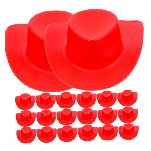 CHICAMPERA 20 Stück Mini Cowboy -Hutspielzeug Mini-Cowboyhut Western Cowboy-Hut Erwachsene Puppenhut Mini-Cowboyhüte zum Basteln kleine Cowboyhüte Mini-Cowboyhüte basteln Miniaturhüte Plastik von CHICAMPERA