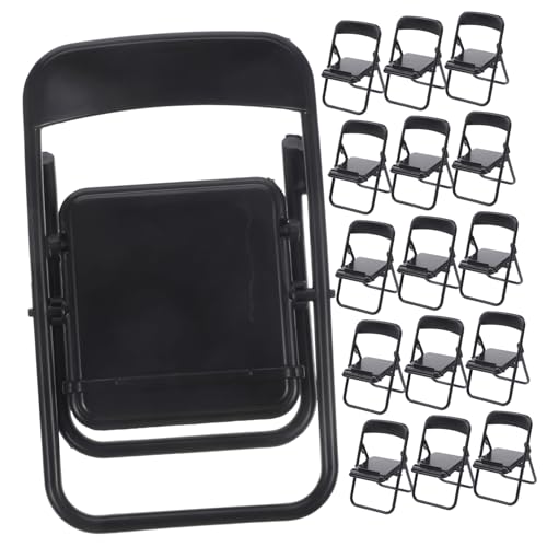 CHICAMPERA 20 Stück Mini Stuhr-förmiger Mobilfunkhalter Klein Puppenhausmöbel Mini Doll Tablet Mini-Stuhl Robuster Klappstuhl Mini-spielzeugstuhl Miniatur Hoch Erstellen Mit Schwarz Plastik von CHICAMPERA