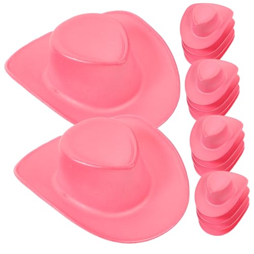 CHICAMPERA 20 Stück Mini-cowboyhut Hüte Für Frauen Miniatur-puppenhüte Hut Frauen Cowboy-Hut Cowboy-partygeschenke Puppenhaus Mini-westernkappen Alle Bräunen Kuh Mini-hüte Rosa von CHICAMPERA