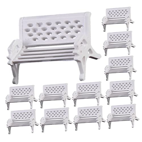 CHICAMPERA 20 Stück Park Stuhl Street Light Model Miniatur-hausparkbänke Modell Einer Parkbank Mikroparkbank Miniaturparkbankmodell Im Freien Szenendekor Mini-parkbänke Winzig Abs Weiß von CHICAMPERA