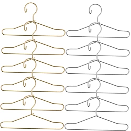 CHICAMPERA 20 Stück Simulation -Puppen-Kleiderbügel Mini-Kleiderbügel Aufhänger Kleiderbügel aus Samt für winzig kleiderständer Puppenhausminiaturen Miniaturkleiderbügel Metall von CHICAMPERA