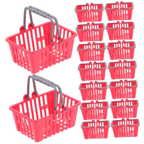CHICAMPERA 20 Stück Simulierte Einkaufskorbsspielzeug Kleiner einkaufskorb winzig Mädchen Kinderspielzeug Stellen Sie Sich einen Einkaufskorb vor Mini-Einkaufskorb- Plastik rot von CHICAMPERA