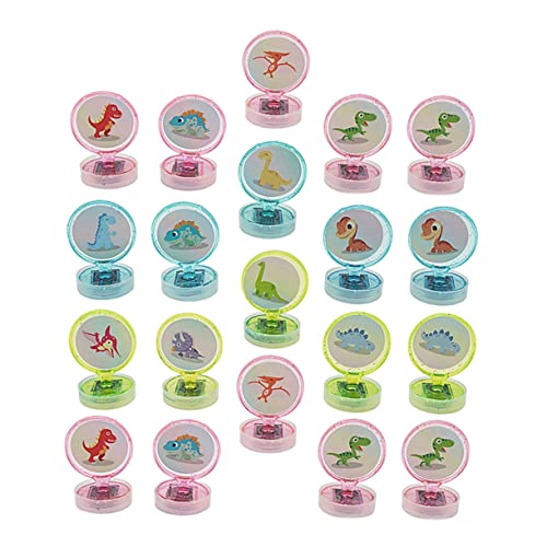 CHICAMPERA 20Stücke Dinosaurier Mini Stempel für Cartoon Stempelspielzeug für Geburtstagsfeiern Umweltfreundliches Lebendige Motive für Jungen von CHICAMPERA