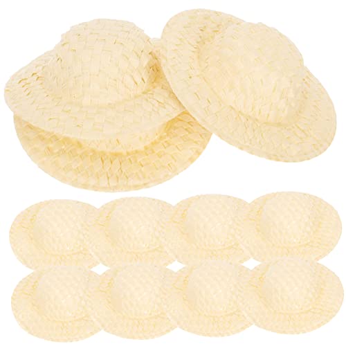 CHICAMPERA 20Stücke Miniatur Gewebte Papierhüte für DIY Bastelprojekte Dekorative Puppenhaus Hüte Beige für Kreative Bastelideen und Kinderspiele von CHICAMPERA