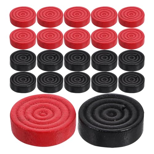 CHICAMPERA 24 Stück Holzspielsteine Schach Dame Zubehör Runde Schachfiguren für Brettspiele Robuste und Langlebige Spielsteine Ersatzteile für Alte Schach und Dame Spielsets von CHICAMPERA