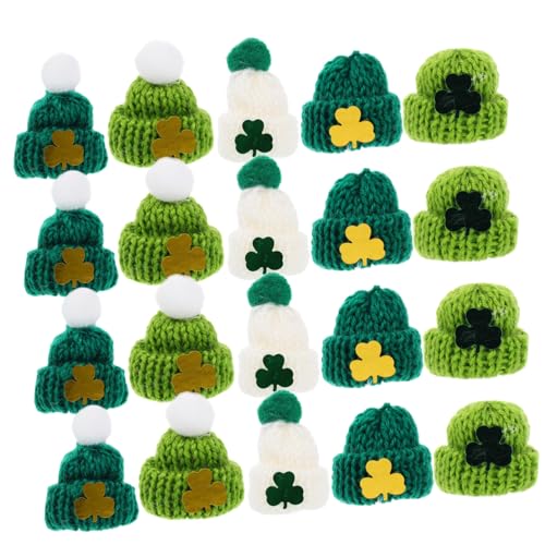 CHICAMPERA 25 Stück Mini Strickmützen für Patrick's Day Bunte DIY Wollmützen für Puppen Schmuck Haarspangen und Dekoration für Bastelprojekte und Partys von CHICAMPERA
