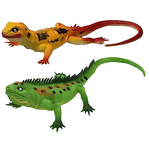 CHICAMPERA 2Stücke Dehnbares Eidechsen Quietschende Reptilien Figuren für Stressabbau Spaß für Erwachsene Partygeschenk oder Belohnung von CHICAMPERA
