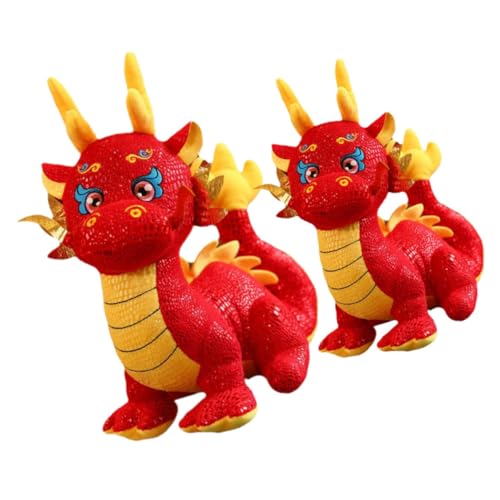 CHICAMPERA 2Stücke Stoffpuppe Realistisches Drachenmaskottchen für Neujahr Geburtstage Besondere Anlässe Glücksbringer für Zuhause und Auto von CHICAMPERA
