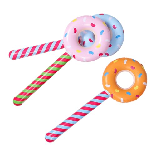 CHICAMPERA 3 Stück Aufblasbares Donut- lustige partyspiele aufblasbare Donuts Deko für Feste Party Dekorationen Aufblasbare Donut-Lutscher-Luftballons Donut-Party-Dekorationen PVC von CHICAMPERA