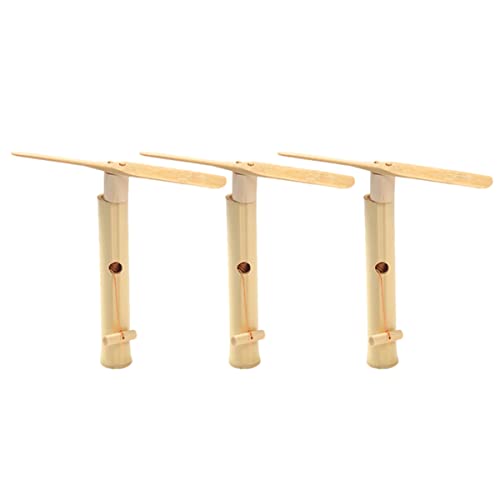 CHICAMPERA 3 Stücke Bambuslibelle Fliegendes Spielzeug für Kinder Balance Spielzeug mit Zugschnur für Jungen und Mädchen von CHICAMPERA