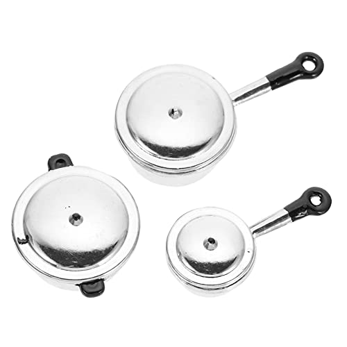 CHICAMPERA 3 Stück Mini -küchenwaren -Set Minipfanne Mini- Mini -küche Schmuck Für Miniatur Suppentopf Tiny House Accessoires Silber Legierung von CHICAMPERA
