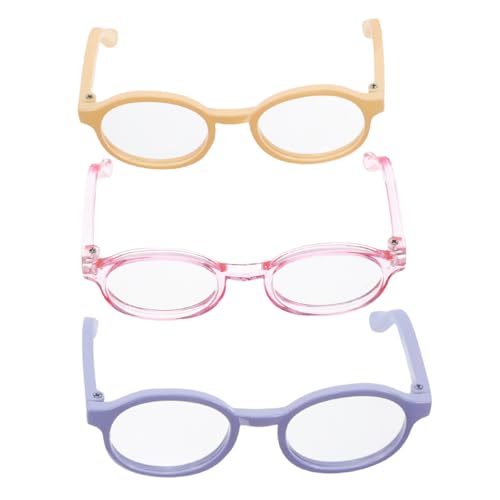 CHICAMPERA 3 Stück Puppenbrille gläser winzige Brille Puppenverkleidungsbrille Party -Requisiten Miniaturbrille Requisiten Neuheit Brille Plastik von CHICAMPERA