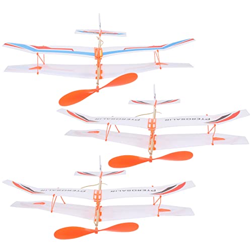 CHICAMPERA 3 Stücke Gummiband Flugzeugspielzeug für Kinder Selbstgemacht Modellflugzeuge Leuchtende Farben Einfaches Spielzeug für Geburtstagsfeiern und Aktivitäten von CHICAMPERA