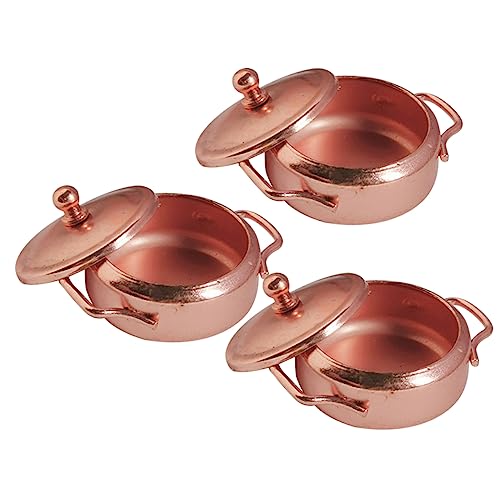 CHICAMPERA 3 Stück Teiliges Puppenhaus Zubehör Kochtöpfe für Realistische Küchenaccessoires für Puppenhäuser für Sammler und Miniaturfans von CHICAMPERA