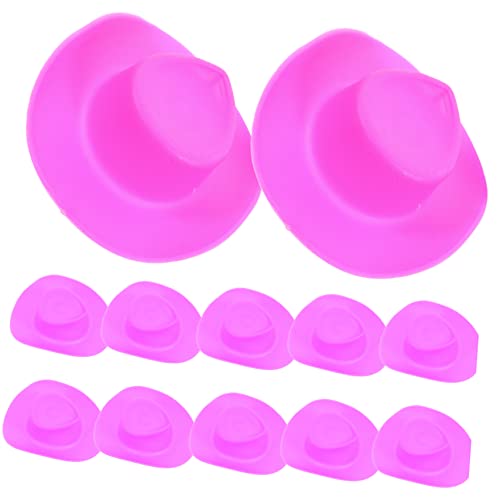 CHICAMPERA 30 Stück Cowboy -Hutmodell Kleiner Partyhut Plastikhüte Mini-Hut Mini-Miniatur-Hut Minihut zum Basteln Mini-Zylinder Mini Cowgirl Hut Mini Sombrero Hüte Kleiner Bastelhut Rosa von CHICAMPERA