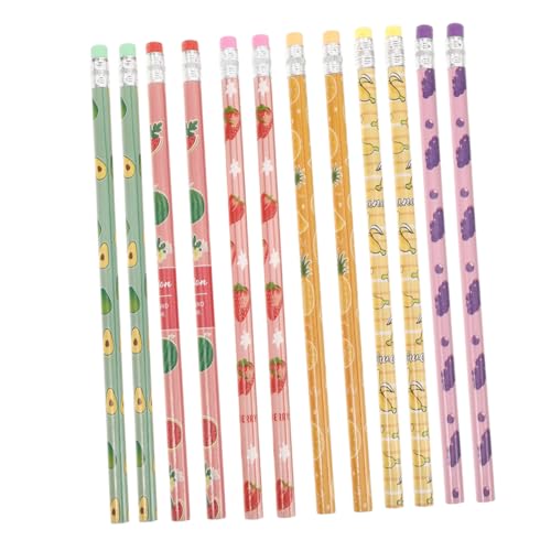 CHICAMPERA 36 Stück Fruchtstift Für Schreibwaren Bleistifte Für Radierstift Bleistifte Gastgeschenke Zeichenstifte Für Kinderstifte Bleistift Mit Radiergummi Holz von CHICAMPERA