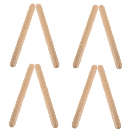 CHICAMPERA 4 Paare Holzübungen Rhythmussticks für Orff Percussion Instrumente aus Naturholz Leicht zu Greifen Sicher und Glatt für Vorschulmusikunterricht und Interaktive Lernaktivitäten von CHICAMPERA