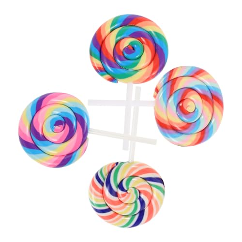 CHICAMPERA 4 Stück Lutscherpuppe Realistisches Lutschermodell Gefälschte Zuckerwatte Realistische Lutscher-Requisite Lollipop-Requisiten-Dekorationen Lutscher-Miniatur Lollipop-kostüm Harz von CHICAMPERA