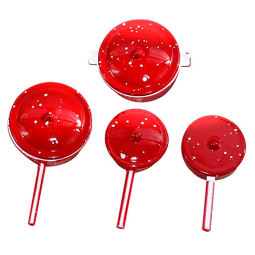 CHICAMPERA 4 Stück Miniatur -Küchenmodellspielzeug Puppe Mini-Kochgeschirr für die Küche Mini-Kochtopf Minikocher für Mini- -Miniaturtöpfe Miniatur- Mini-Kocher Legierung rot von CHICAMPERA