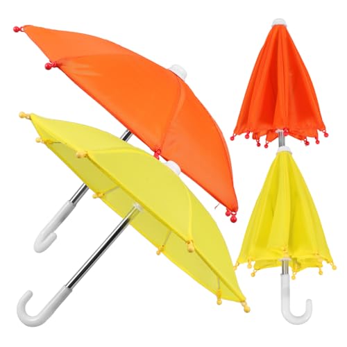 CHICAMPERA 4 Stück Miniatur Puppenschirm Aufklappbar Realistische Mini Regenschirme für Puppen Dekorativ und Vielseitig für Puppenzubehör Gelb und Orange Detailgetreues Design von CHICAMPERA