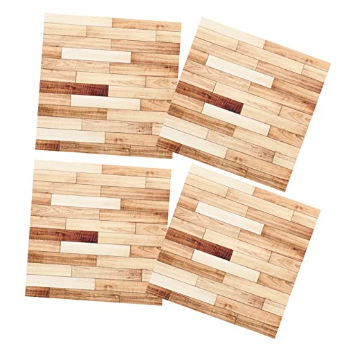 CHICAMPERA 4 Stück Simuliertes Holzkornboden Miniaturhauszubehör Mini-puppenhausmöbel Dollhouse Dekorationen Mini-puppenhauszubehör Dollhouse Holzböden Miniatur-puppenhaus-bodenbelag PVC von CHICAMPERA
