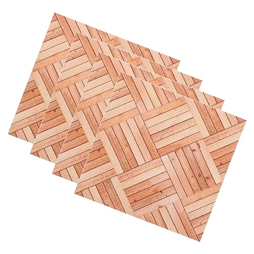 CHICAMPERA 4 Stück Simuliertes Holzkornboden Puppenhaus Miniatur-Holzdielen kleine Puppenstubenmöbel Mini Möbel Miniatur-Dielendekoration Dollhouse Holzböden kleines Hauszubehör PVC von CHICAMPERA
