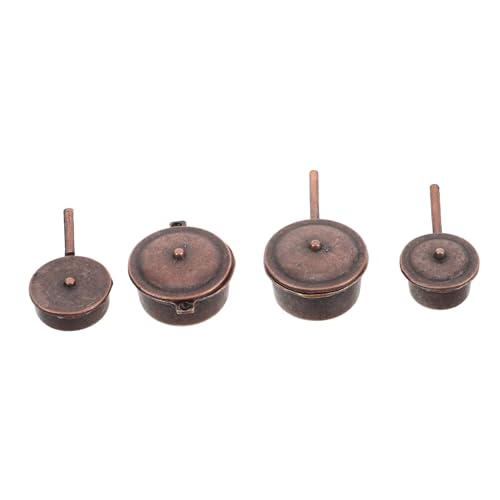 CHICAMPERA 4 Teiliges Topfset Für Puppenhäuser Mini Kochgeschirr Miniatur Hausbausatz Mini Möbel Für Puppenhausspielzeug Mini Herde Puppenhausküche Modellspielzeug Simulationspfannen von CHICAMPERA