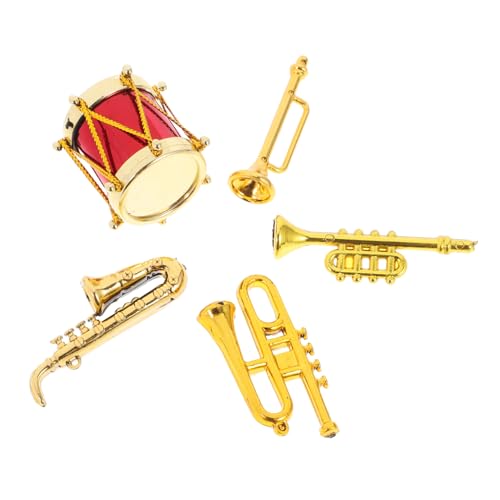 CHICAMPERA 5stücke Teiliges Mini-Klassische Musikinstrumente Für Puppenhäuser Lifelike Saxophon Trompete Flöte Schlagzeug Und Mehr Dekoration Für Kreative Szenen Und Sammlungen von CHICAMPERA