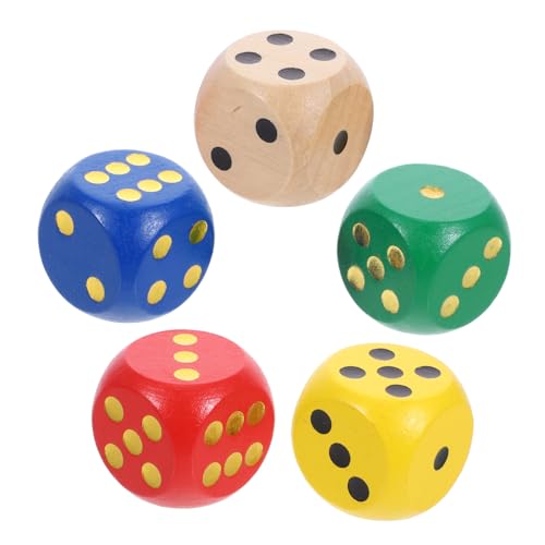 CHICAMPERA 5 Stück Holzwürfel, Spielzeugwürfel, 6 - seitige Würfel Für Brettspiele, Bildungszwecke Und Familienunterhaltung Zum Lehren Und Lernen, 3 cm von CHICAMPERA