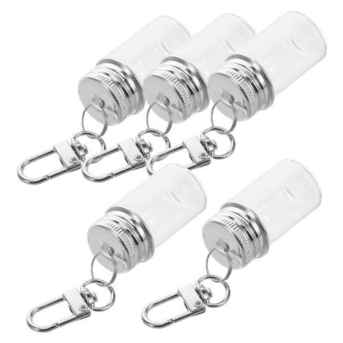 CHICAMPERA 5 Stück Mini-Fläschchen kleine glasflaschen Wunschflaschen Flasche wünschen farbige Glasflaschen Flaschen-Schlüsselanhänger wünschen Mini-Glasflaschen Rostfreier Stahl Transparent von CHICAMPERA