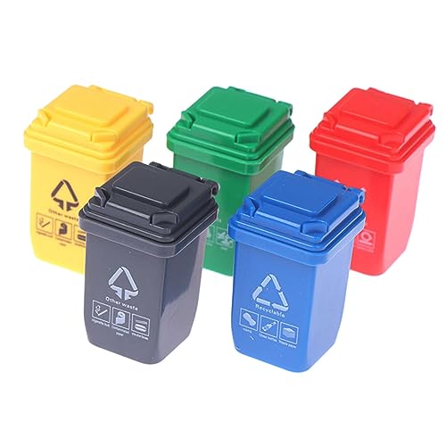 CHICAMPERA 5 Stück Mini -müll Kann Modellieren Mülleimer Mini -mülldose Mülltonne Mit Deckel Miniatur-mülltonne Puppe Kleines Modell Winzige Mülldose Miniatur-abfallbehälter Mini Trashcan von CHICAMPERA