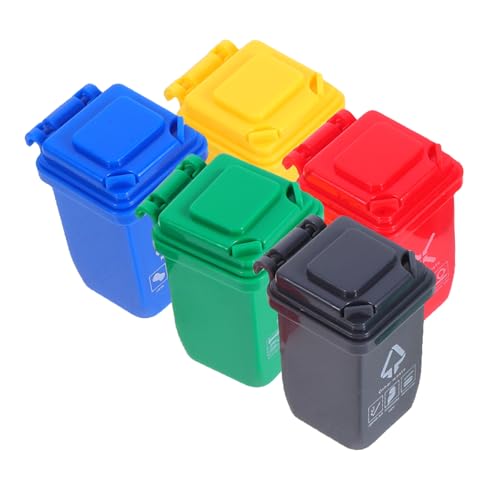 CHICAMPERA 5 Stück Puppenhaus Mini Sortiermülleimer Miniaturen Mini-Papierkorb Abfall Auto für kinderspielzeug scheibengardinen Mini -Müll kann Mülltonne sortieren Abs von CHICAMPERA