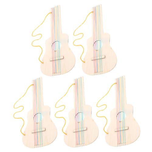 CHICAMPERA 5 Stück Unvollendete Holzgitarre DIY Herstellung Holzgitarre Rohling Unbemalte Holzgitarre von CHICAMPERA