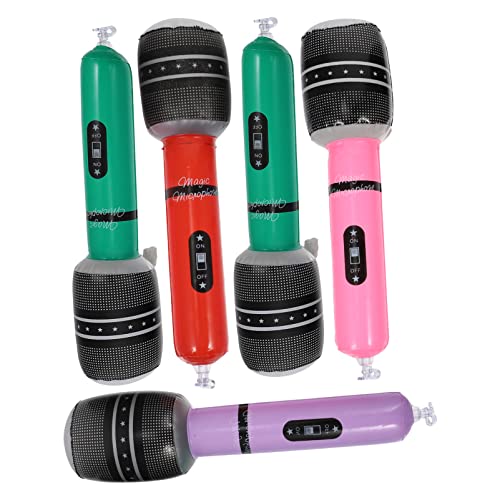 CHICAMPERA 5Stücke Aufblasbares Mikrofon Mikrofone für Party Deko und Musik Veranstaltungen Leichtes und Langlebiges Zubehör Farben Zufällig von CHICAMPERA