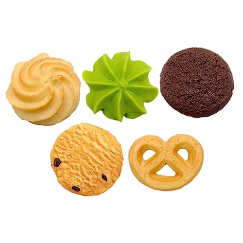 CHICAMPERA Künstliches Keksmodell 5 Stücke Lebensechte Simulationskekse für Kinder Partydekoration Fotografie Requisiten aus Sicherem PVC für Küchen und Bäckerei Zubehör von CHICAMPERA