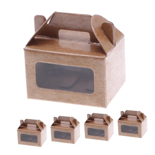 CHICAMPERA 5er-Packung Mini -kuchenbox Deko Miniaturmodelle Tun So, Als Würden Sie Miniaturszenenmodelle Zubehör Für Puppenhäuser Mini House Prop Papier Light Brown von CHICAMPERA